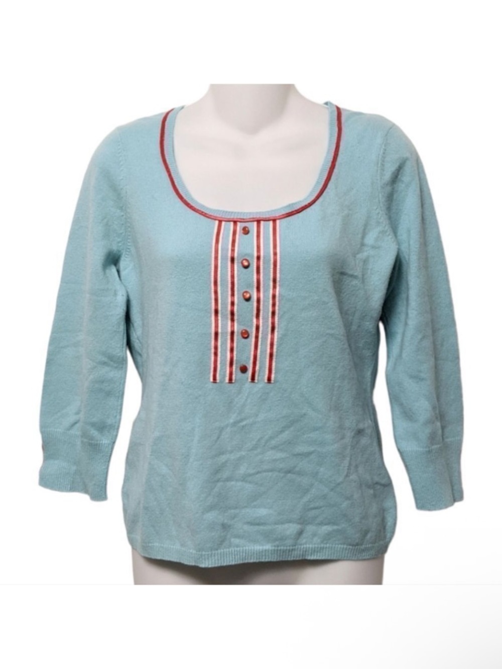 CO-OP Cashmere Blend Retro Pin-up Scoop Neck Sweater L